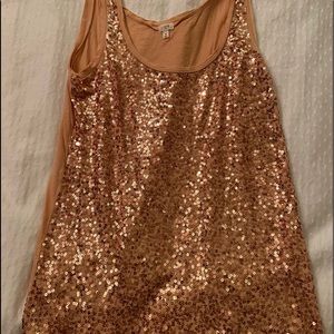 J Crew peachy orange sequin top